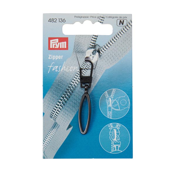 FASHION ZIPPER PULLERS LOOP METAL BLACK 482136