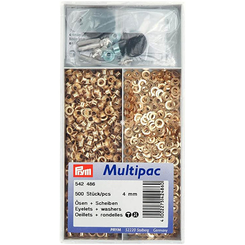 EYELETS AND WASHERS BRASS 4MM GOLD 542486