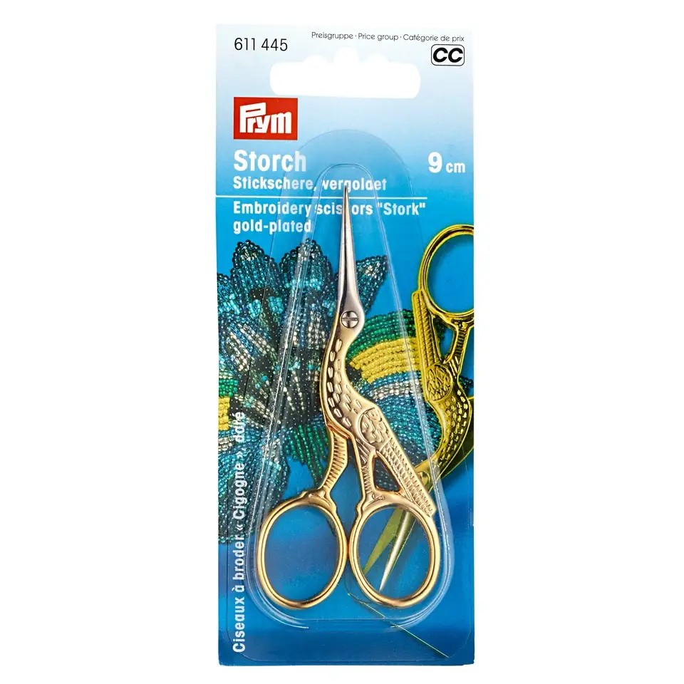 EMB SCISSORS STORK 3.5''/9CM GOLD 611445