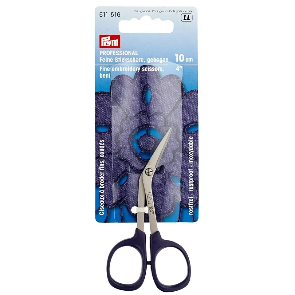 PROF EMBROIDERY SCISSORS HT BENT 4"/10CM 611516