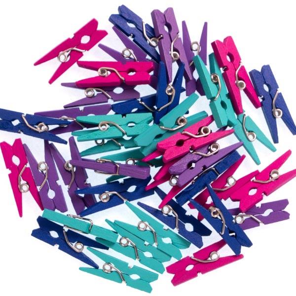 MINI PEGS 25MM ASSORTED 36PCS X 5 PACKS BRIGHT