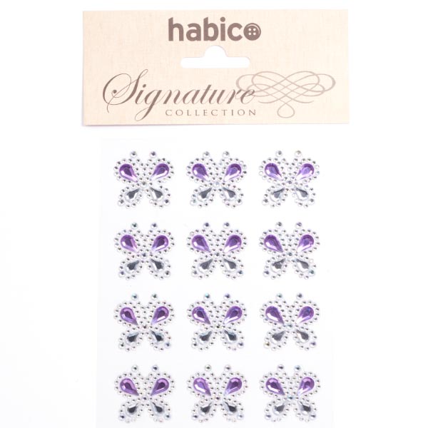 SELF-ADHESIVE BUTTERFLY GEMS (12PCS) LILAC