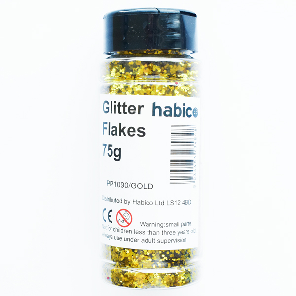 GLITTER FLAKES 75G GOLD