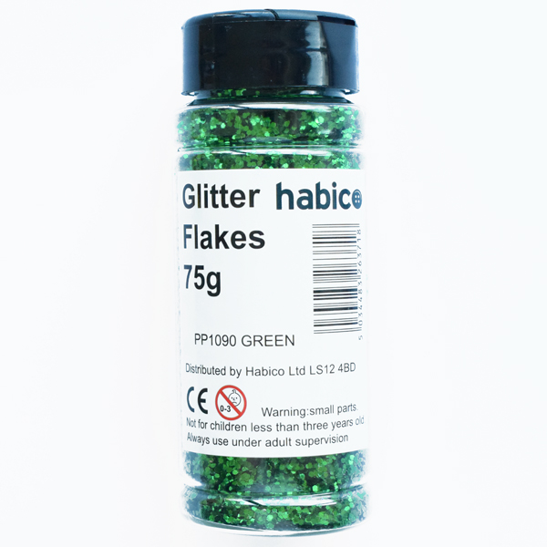 GLITTER FLAKES 75G GREEN