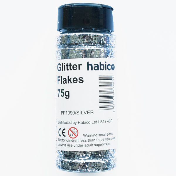 GLITTER FLAKES 75G SILVER