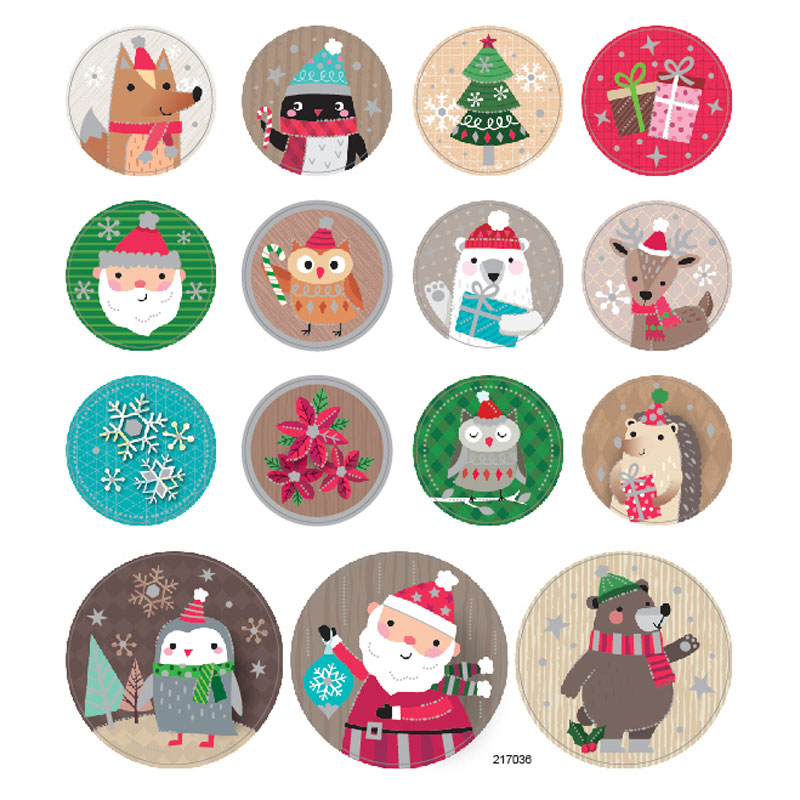 CHRISTMAS CIRCULAR DESIGN 1 STICKERS 10PCS 217036