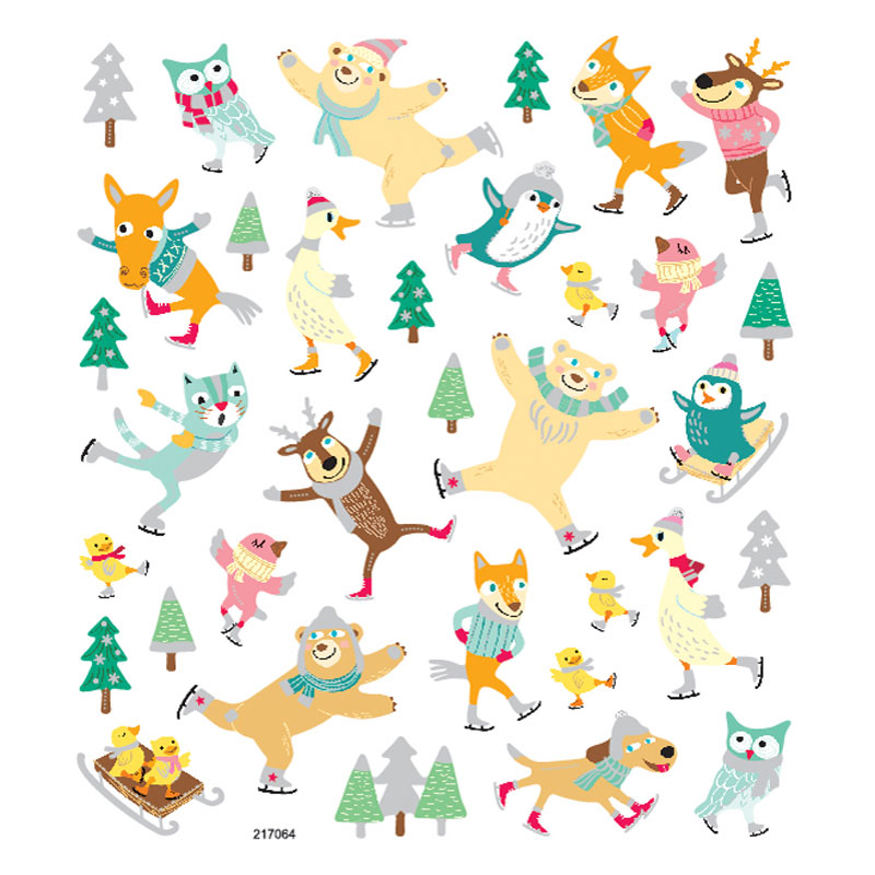 ASST CHRISTMAS FOX STICKERS 10PCS 217064