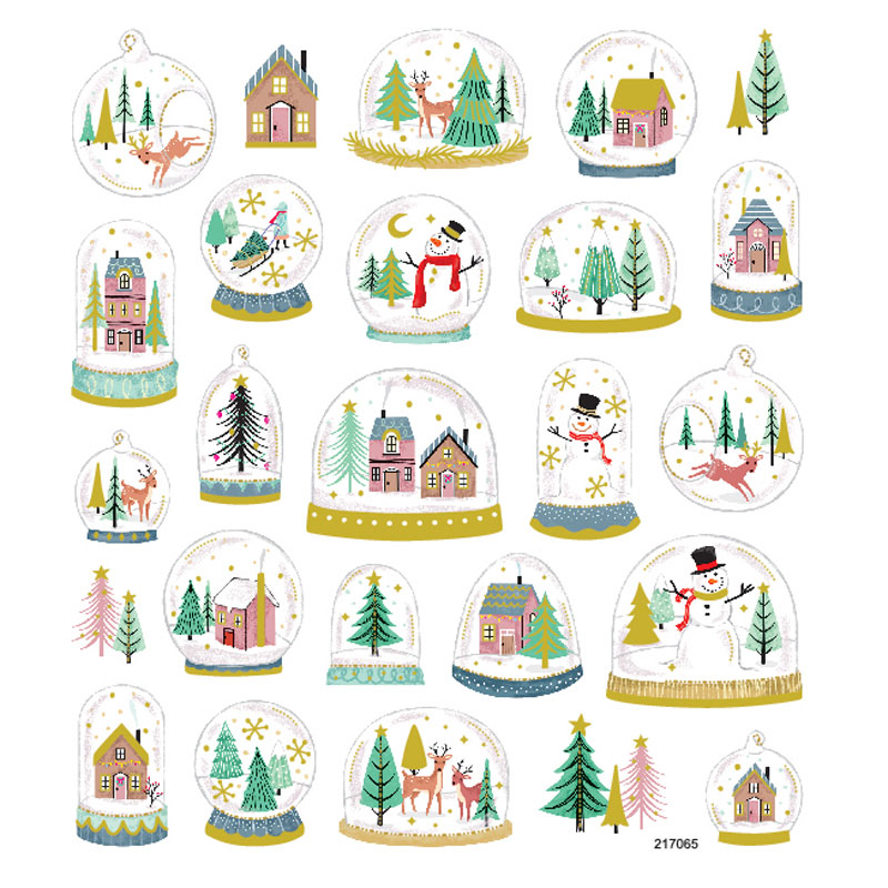 ASST CHRISMAS SNOW GLOBE STICKERS 10PCS 217065