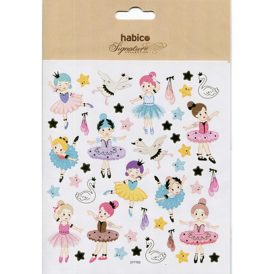 STICKERS PK10 ASSTD BALLERINAS WITH FOIL 217103