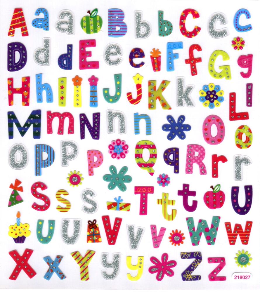 MIXED SCRIPT ALPHABET STICKERS 10PCS 218027