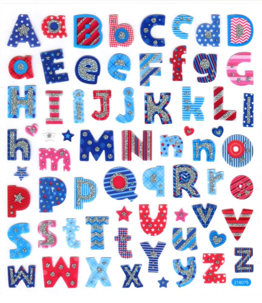 JAZZY ALPHABET STICKERS 10PCS