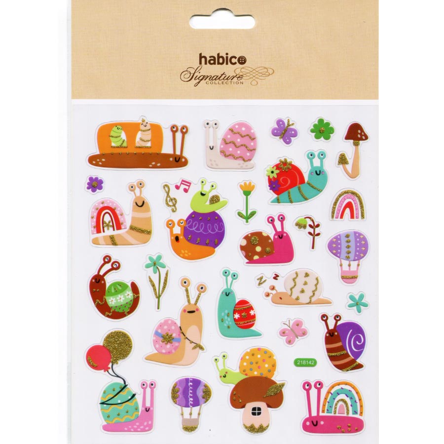 STICKER GLITTER SNAILS PK10