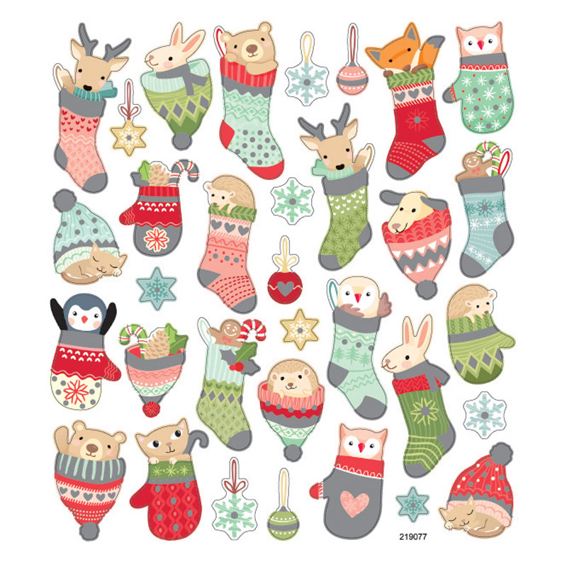 CHRISTMAS STICKERS ANIMALS IN XMAS SACKS 1 219077