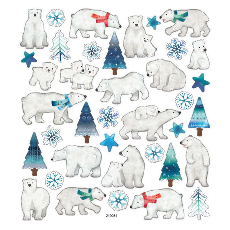 CHRISTMAS STICKERS POLAR BEARS 10PCS 219081
