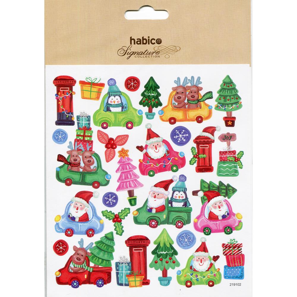 STICKERS PACK OF 10  SANTA ON THE ROAD