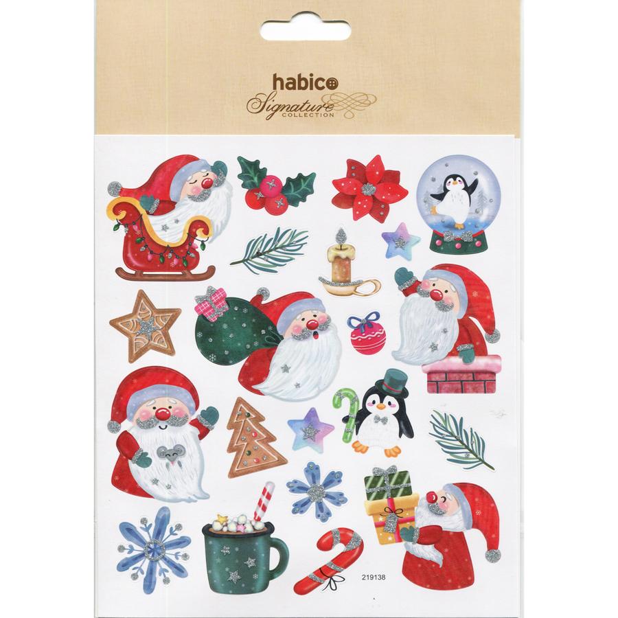 STICKERS PK10 ASSTD SANTA WITH GLITTER 219138
