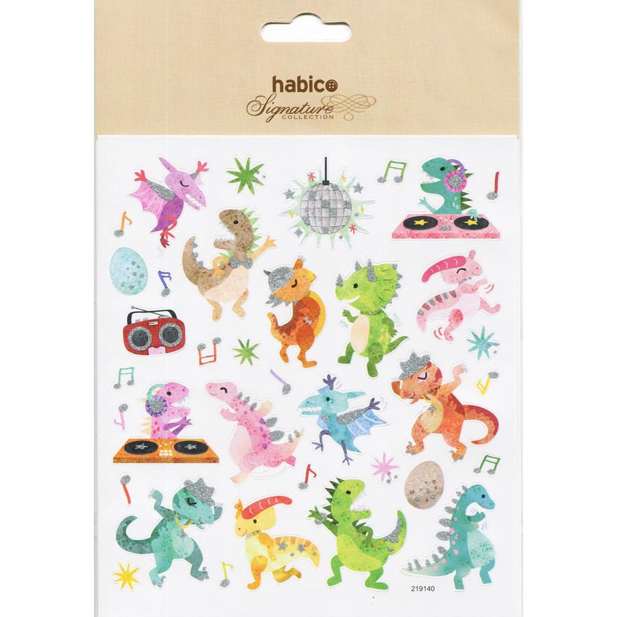 STICKERS PK10 ASSTD DINOS WITH GLITTER