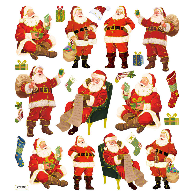 CHRISTMAS STICKERS SANTA 3 10PCS 224260