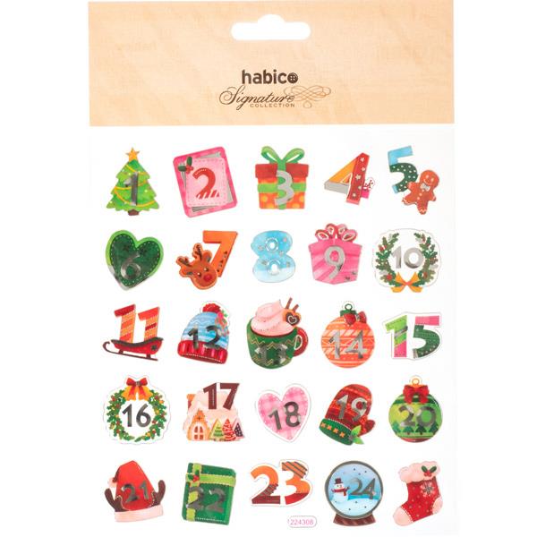CHRISTMAS STICKERS ADVENT CALENDAR 1 10PCS 224308