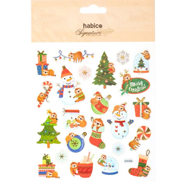 CHRISTMAS STICKERS XMAS SLOTHS 10PCS 224309