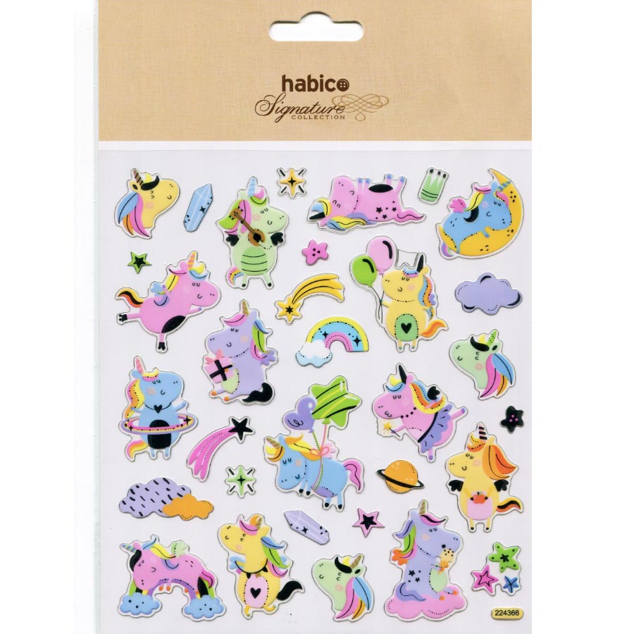 STICKER SILVER FOIL RAINBOW UNICORN PK10