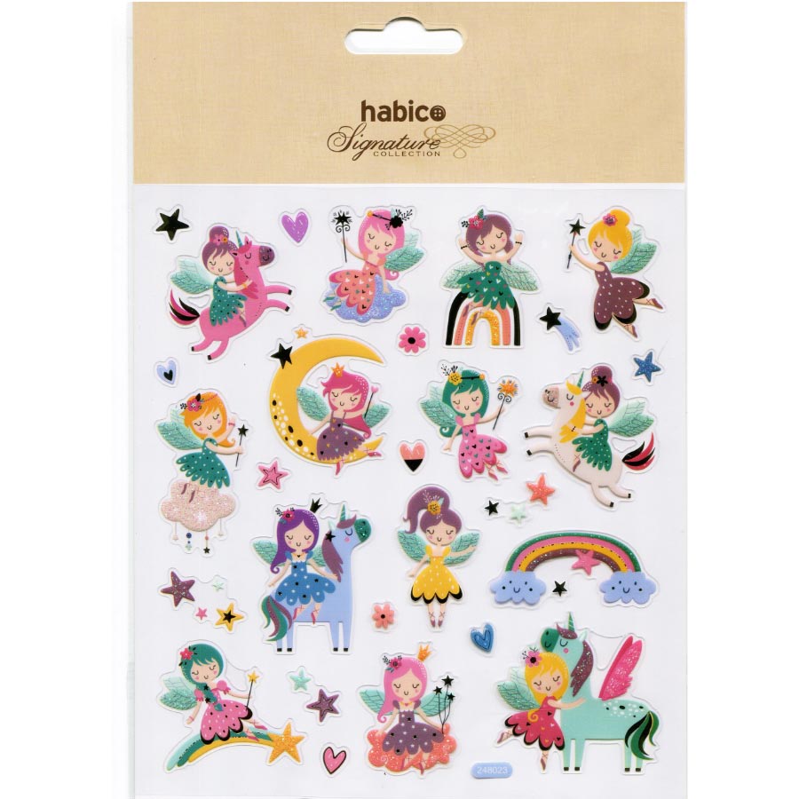 STICKER GLITTER FAIRIES & UNICORNS PK10