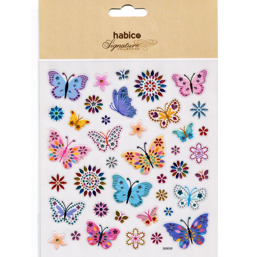 STICKER GEM BUTTERFLIES PK10