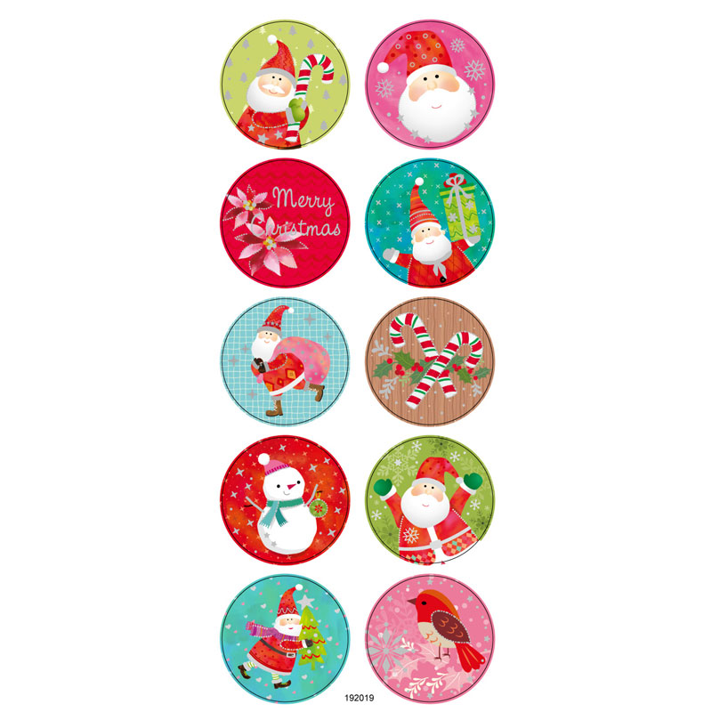 ASSTD ROUND CHRISTMAS STICKERS 10PCS 192019