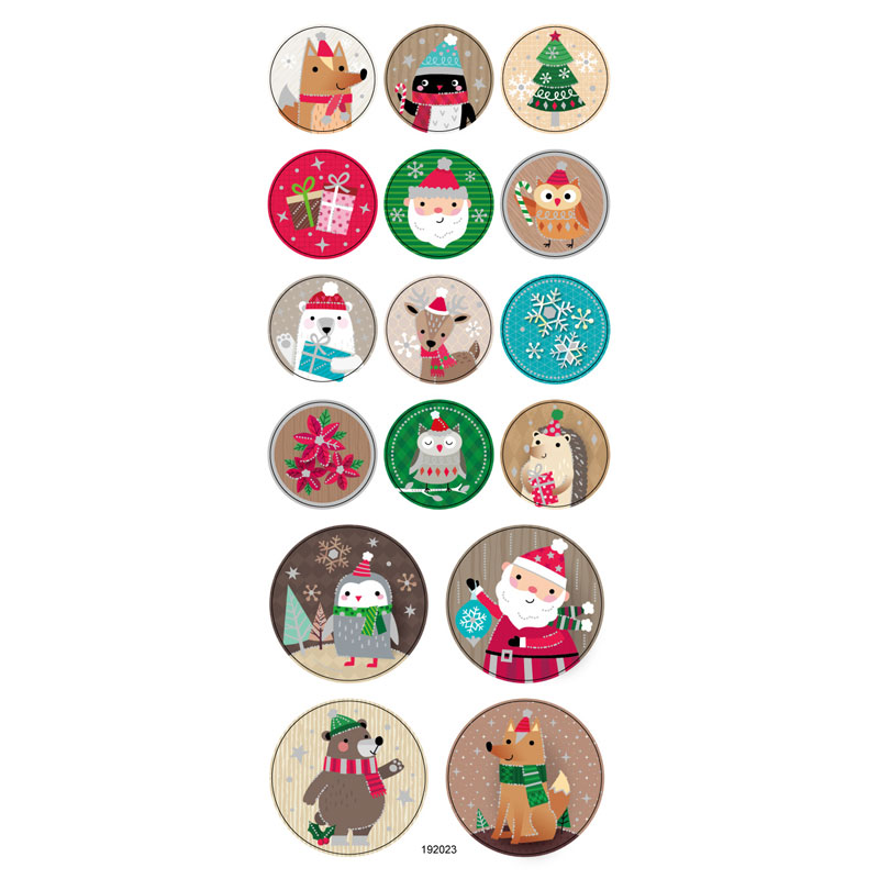 ASSTD ROUND CHRISTMAS STICKERS 10PCS 192023