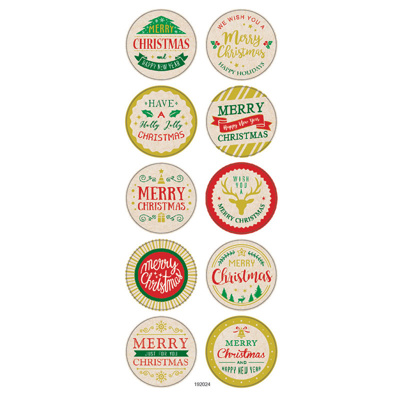 ASSTD ROUND MERRY CHRISTMAS STICKERS 10 SH 192024