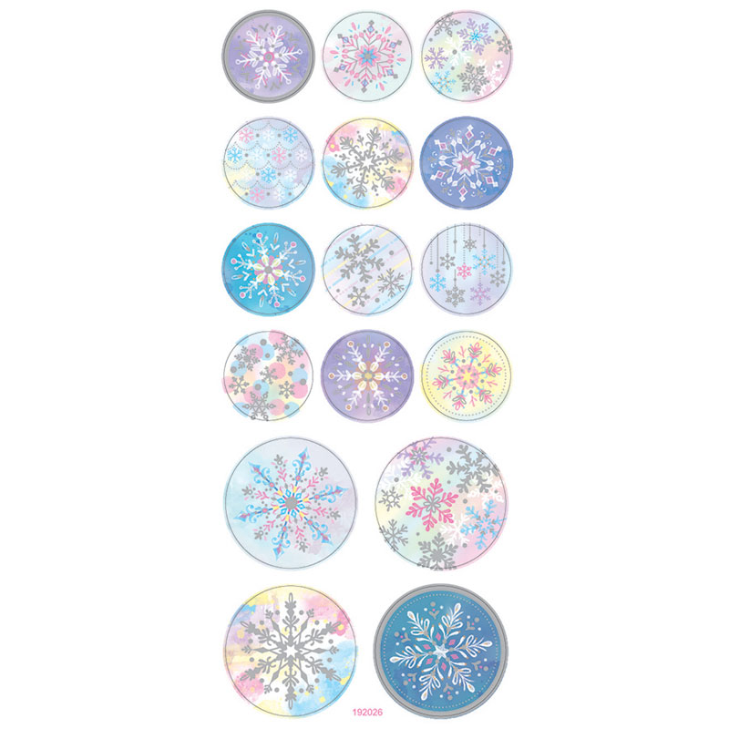 ASSTD ROUND SNOWFLAKE STICKERS PASTEL 10 S 192026