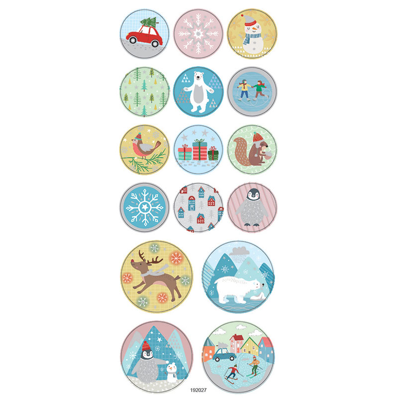 ASSTD ROUND CHRISTMAS STICKERS 10PCS 192027