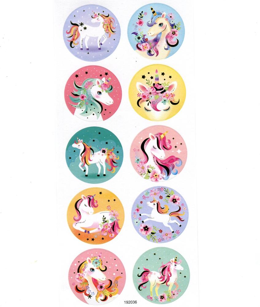 FOIL STICKERS UNICORNS 10PCS 192036