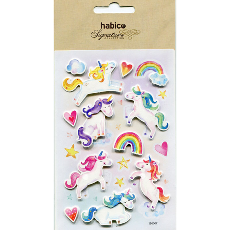 3D GLITTER STICKERS UNICORNS 10PCS 398007