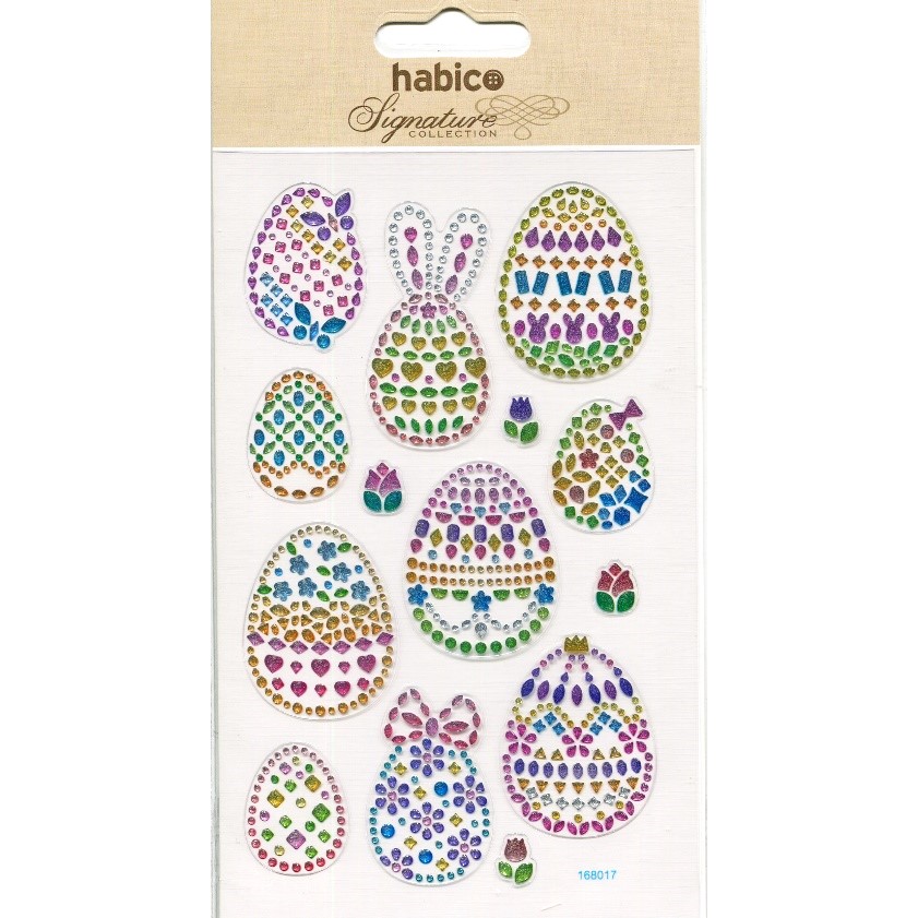 CRYSTAL STICKERS ASSTD EASTER EGGS 10PCS