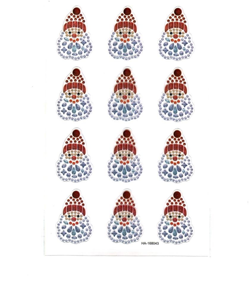 CRYSTAL STICKERS SANTA 10PCS