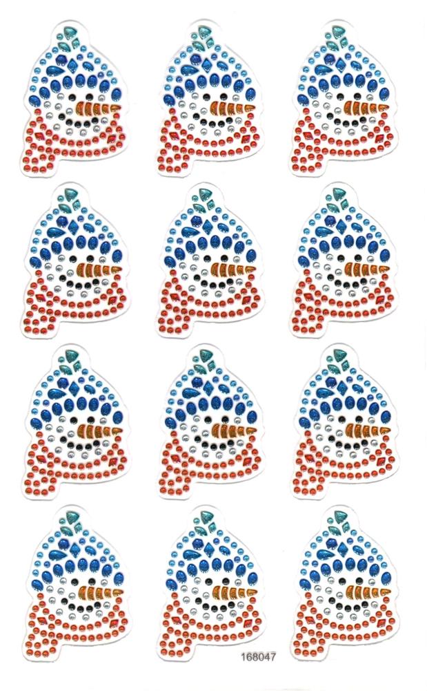 CRYSTAL STICKERS SNOWMEN 10PCS
