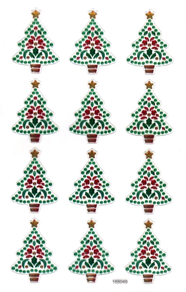 CRYSTAL STICKERS CHRISTMAS TREES 10PCS