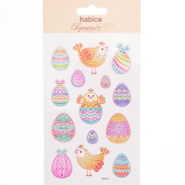 CRYSTAL STICKERS HENS AND EGGS 10PCS