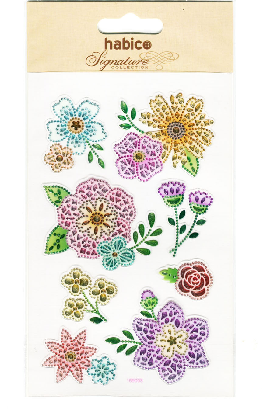 CRYSTAL STICKERS FLOWERS 10PCS