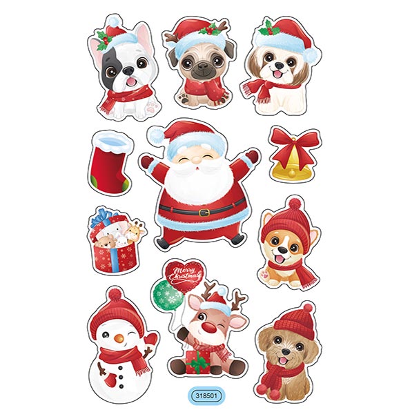 ASSTD CHRISTMAS DOG STICKERS 10PCS 381501