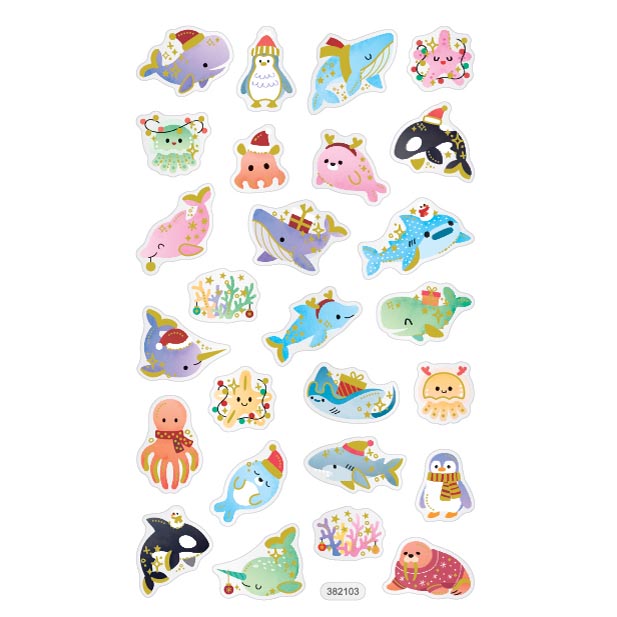 ASSTD CHRISTMAS ANIMAL GLOBE STICKERS 10 S 382103