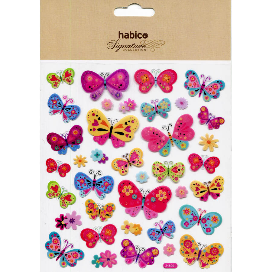 GLITTER STICKERS ASSTD BUTTERFLIES 10 PACK