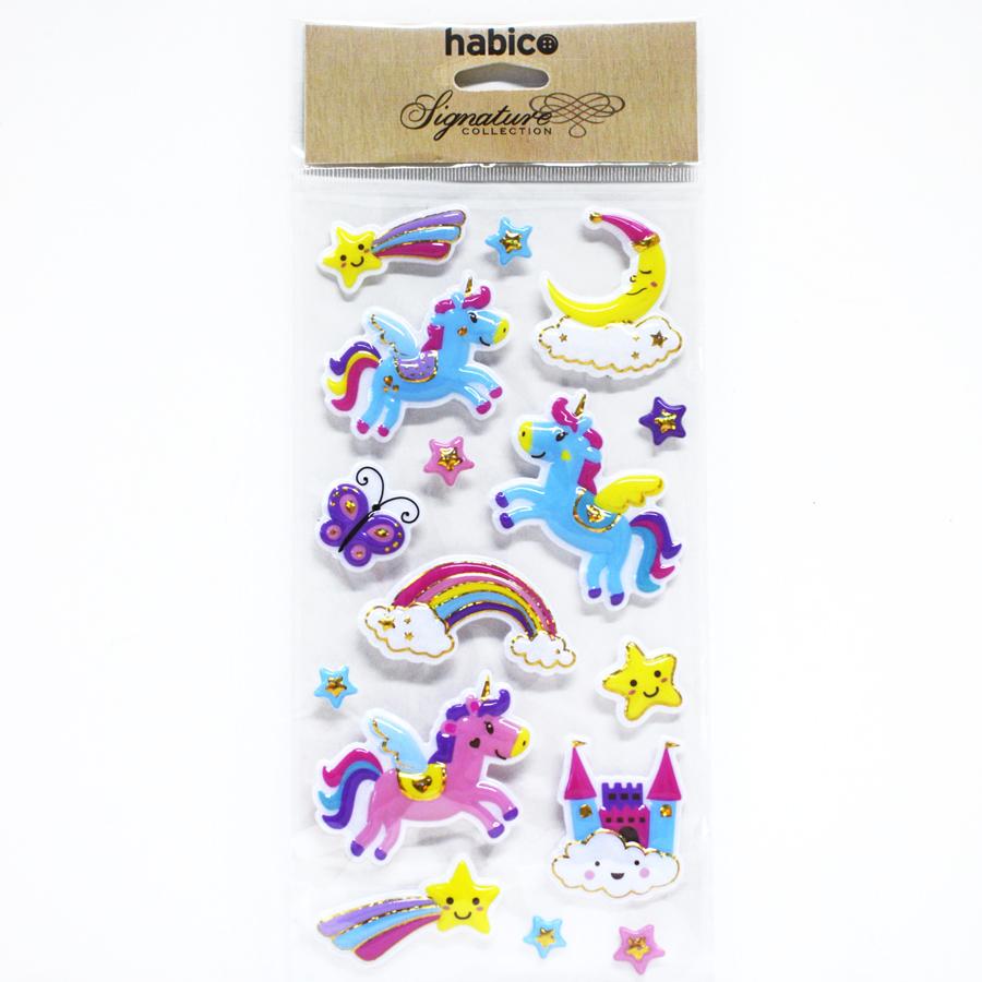 PUFFY STICKERS UNICORNS & RAINBOWS 10PCS