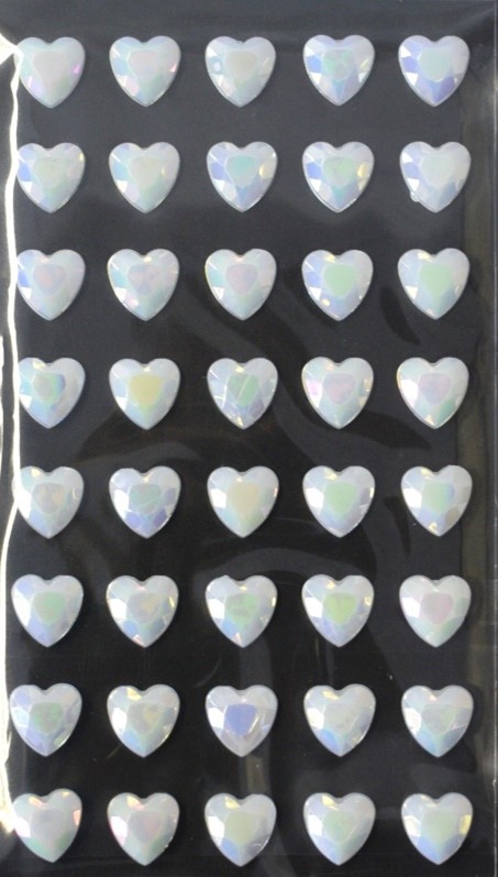 GEM HEART STICKER SHEET 40PCS IRIDESCENT