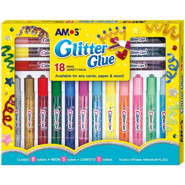 GLITTER GLUE VARIETY PACK 18PIECE