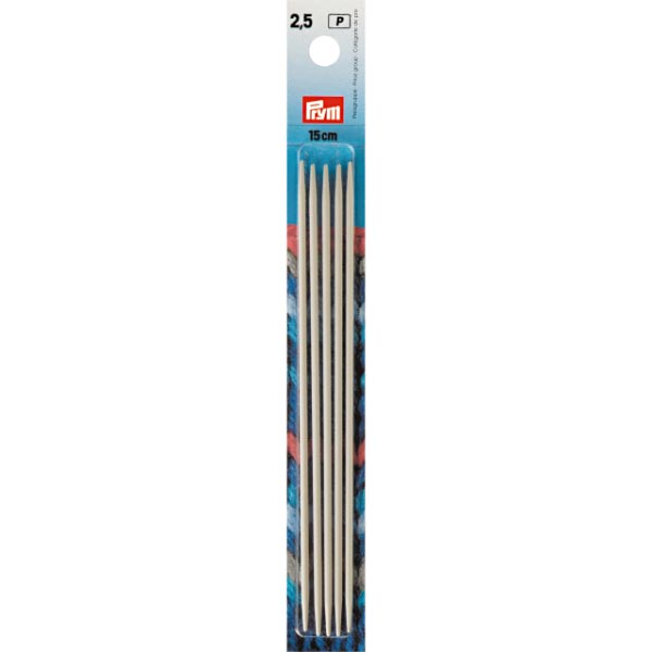 DP AND KNITTING PINS ALU 15CM 2.5MM PEARL 191362
