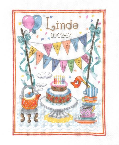 CROSS STITCH BIRTHDAY TEA SAMPLER (MPCS06)