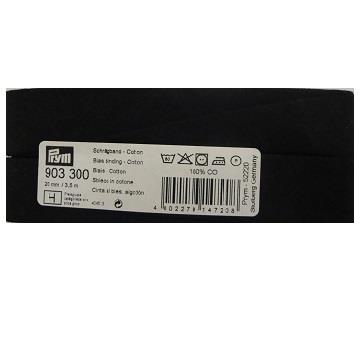 BIAS BINDING COTTON 40/20MM BLACK 903300