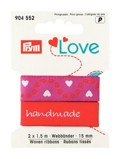 PRYM LOVE WOVEN RIBBONS HEART 15MM 2X1.5M 904552